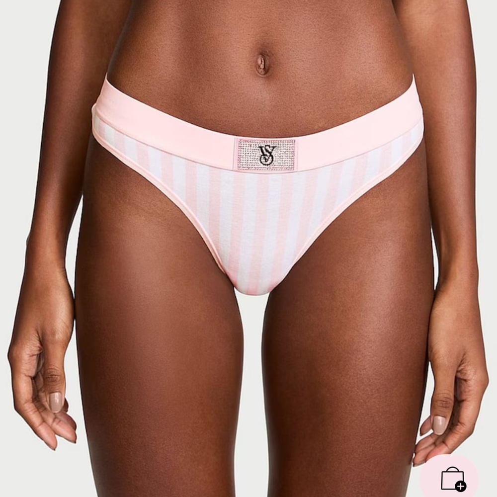 Victoria's Secret bling Light Pink and White Striped pantie